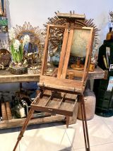 Ancien chevalet de peintre en bois pliable de 1930