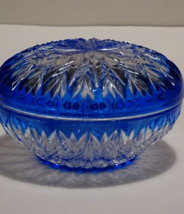 BOITE CRISTAL TAILLE BOHEME BLEU ET BLANC