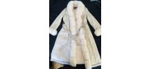Manteau long cuir et fourrure véritable 