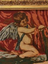Tableau canneva cadre bois doré 