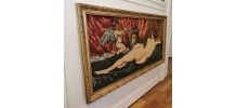 Tableau canneva cadre bois doré 
