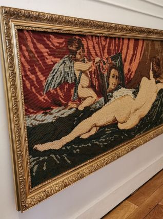 Tableau canneva cadre bois doré 