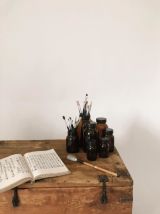  Lot de 7 flacons bocaux en verre ambré style apothicaire