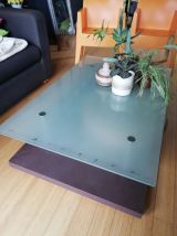 Table basse 90s Ligneroset Pascal Mourgue verre 