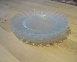 5  petites assiettes en verres vintage huile lesieur 