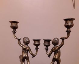 Bougeoirs chérubins en laiton