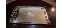 plateau miroir art deco verre biseauté 