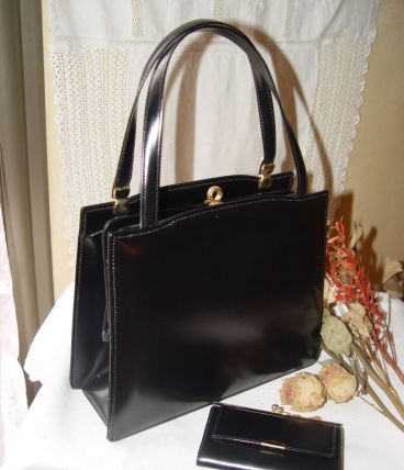 SAC à main VINTAGE années 50 et son porte monnaie assorti
