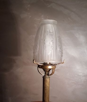 lampe laiton pied bronze verre moule et pr