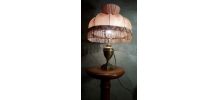 lampe laiton   1900 a 20     abat jour  rose 