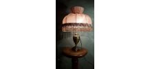 lampe laiton   1900 a 20     abat jour  rose 
