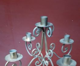Chandelier 5 branches en fer 1970 46x25 