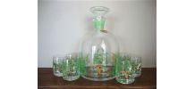 Carafe et 6 verres de Bohême années 70