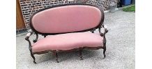 CANAPE VOLTAIRE EN VELOURS ET NOYER