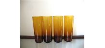 4 verres couleur marron ambré années 70