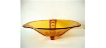 Grand plat de service ou compotier couleur ambre