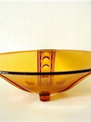 Grand plat de service ou compotier couleur ambre