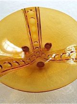 Grand plat de service ou compotier couleur ambre