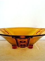 Grand plat de service ou compotier couleur ambre