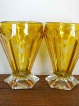 6 coupes à glace en cristal taillé et ciselé art déco