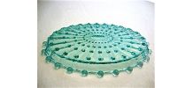 Plateau en verre moulé ancien couleur vert d’eau