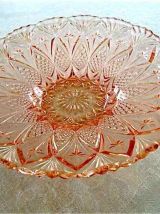 Grande coupe à fruits verre rose