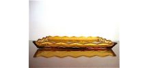 Plateau en verre moulé jaune ambre