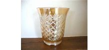 Vase en cristal arts déco taillé irisé couleur ambre