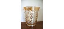 Vase en cristal arts déco taillé irisé couleur ambre