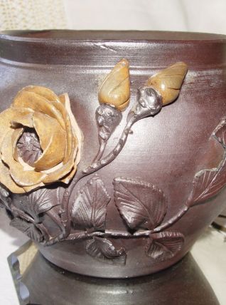 Ancien vase ou cache pot en grès normand
