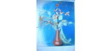 Tableau bouquet d’automne sur fond turquoise 