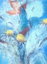 Tableau bouquet d’automne sur fond turquoise 