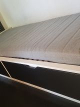 Cadre lit avec rangement, blanc, 90x200 cm grands tiroirs