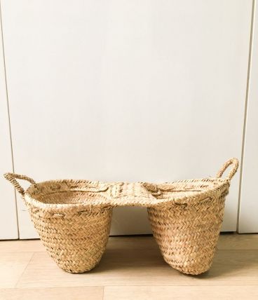 Panier double en feuilles de palmier