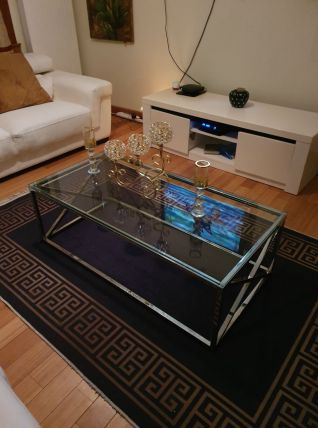 table basse chromer et vitrer (neuf dans sa boite )