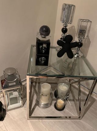 Table d appoint en chrome menue d une vitre style moder
