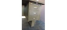 Bureau industriel vintage 3 tiroirs, gris foncé + métal 