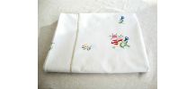 Nappe coton brodée main