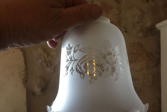 globe tulipe verre gravé