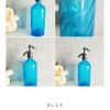 Siphon bleu verre tourné et gravé