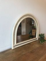 Grand miroir demi cercle en rotin