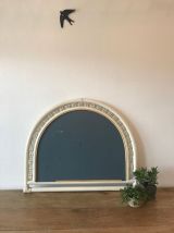 Grand miroir demi cercle en rotin
