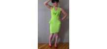 vintage 90s robe bustier dos nu stretch basque noeud vert fl