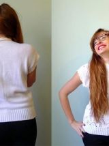 vintage 90s pull à torsades blanc sans manches blanc M