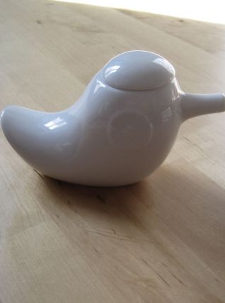 petit crémier forme d'oiseau en faïence  