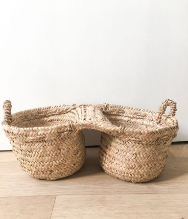 Panier double en feuilles de palmier 