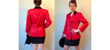 Vintage années 90 veste blazer double boutonnage laine rouge