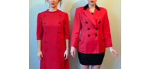 Vintage années 90 veste blazer double boutonnage laine rouge