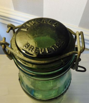 Bocal conserve L'IDEALE ancien verre bullé