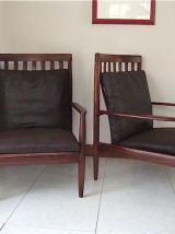Deux fauteuils en teck Grete Jalk. 